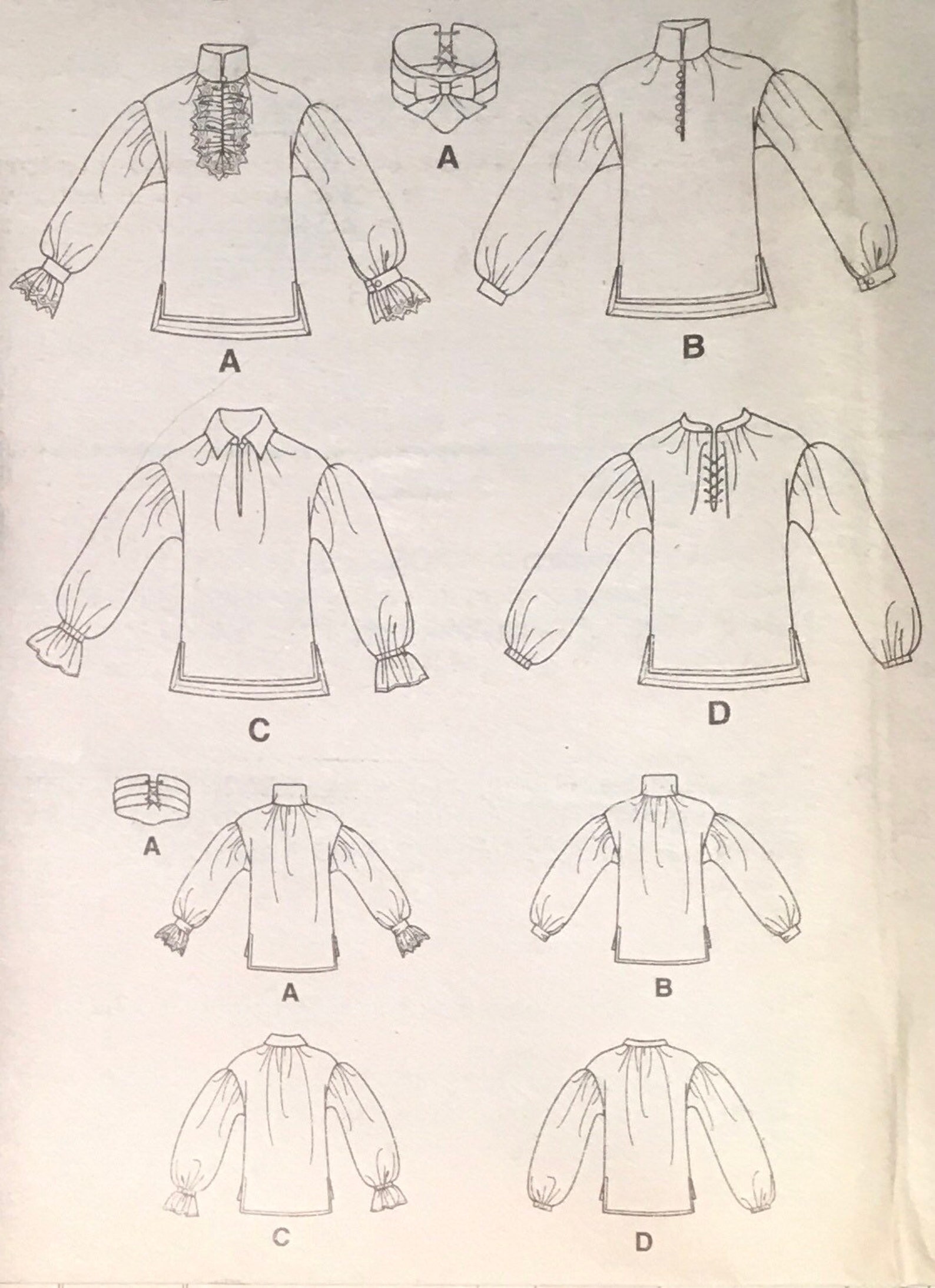 Poet shirt pattern with sleeve collar and closure variations Etsy