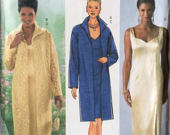 Sleeveless Formal Dress & Duster Pattern Above Midknee or Evening