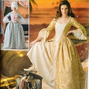 Simplicity 4092  Misses&#39; Colonial gowns pattern - dresses, underskirt, choker, pannier pocket hoop  UNCUT FF (2014)  K4520