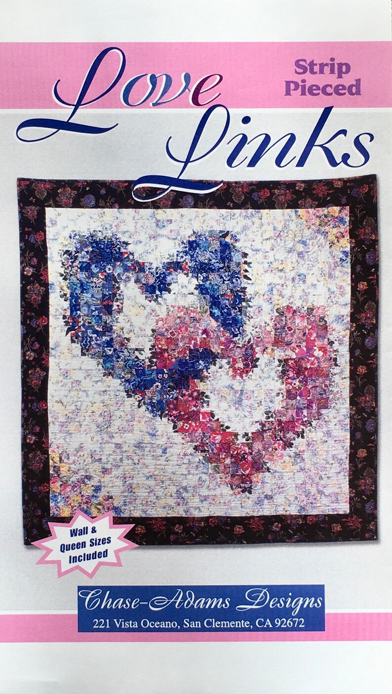 Love Links pattern for a watercolor hearts quilt in 2 sizes Etsy