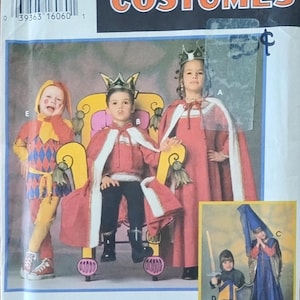 Simplicity 9236  Children&#39;s Medieval Royalty and Jester costumes pattern - dresses, tunics, leggings, capes  UNCUT FF (1994)  K5613