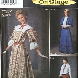 Victorian era costumes pattern - dresses, jacket, petticoat, skirt, belt in Misses' sizes  On Stage Simplicity 9723 UNCUT & FF (2001)  K2458