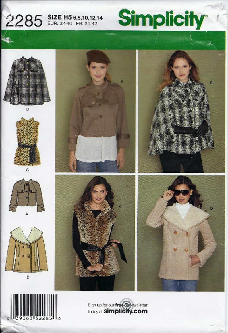 Misses’ sizes 6 to 26 Capes /& Vest Coats UNCUT
