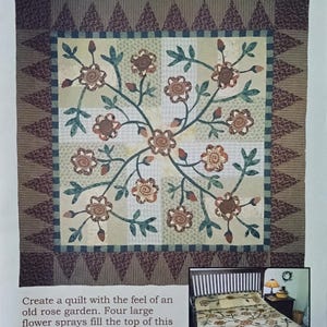 Old Blooms pattern for a Queen size quilt and pillow cover Simple Pleasures series from Pat Sloan & Co Quilt Patterns #119 (2001)  K5357