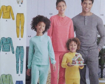 Simplicity 9455|11288  Adults' and Children's Loungewear pattern - long sleeve knit top and pull-on pants  UNCUT & FF (2021)  K4422