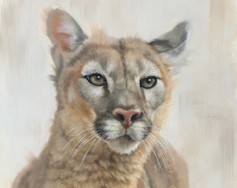 Cougar - cougar painting - cougar art - giclee print - puma - wildlife art - Molly Sims art - Open edition print