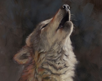 Wolf - wolf painting - wolf print - wolf art - gray wolf - timber wolf - wildlife painting