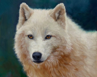 wolf - white wolf - wolf painting - wolf art - realistic art - wolf print - animal art - beautiful wolf - Molly Sims art