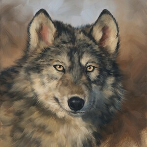 wolf - gray wolf - wolf painting - wolf art - realistic art - wolf print - animal art - beautiful wolf - alpha wolf - wildlife art