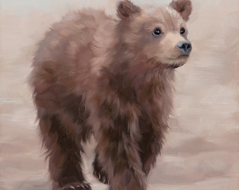 bear - Alaskan bear - bear cub - young bear - bear painting - brown bear - bear print - archival print - wildlife - nature