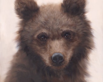 Bear cub Painting -  bear painting - Bear art - Cute bear - bear print - giclee print - bear portrait - Baby bear - Open edition print