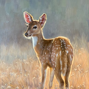 Fawn Painting - deer painting - deer art - wildlife painting - baby animal - wildlife art - Open edition print