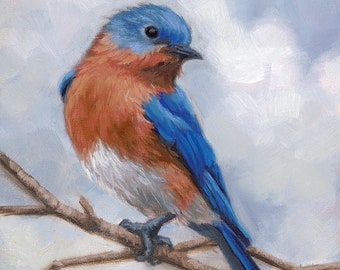 Eastern Bluebird - bird painting - Open edition print - bluebird - bird painting - bird art - bird paintings - small bird - bluebird art