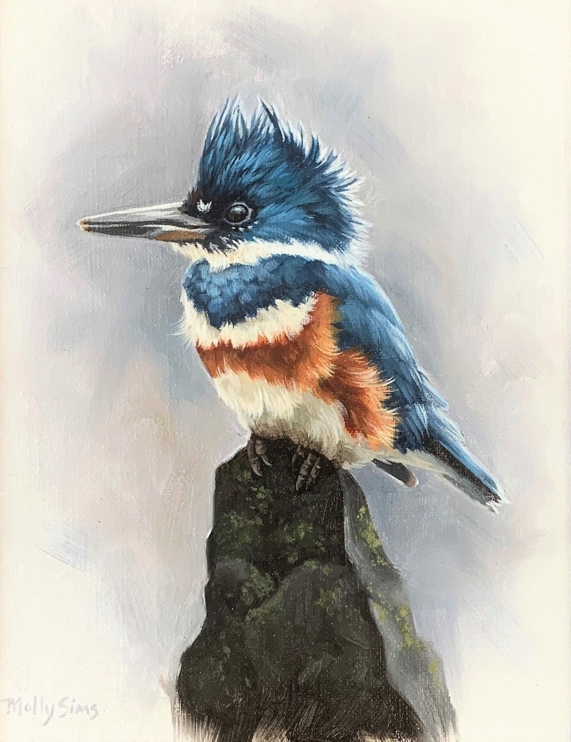 Bird Painting - Kingfisher - Bird Art - Belted Kingfisher
