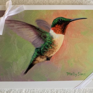 Hummingbird - bird notecard - bird painting - bird stationary - paper goods - thank you notes