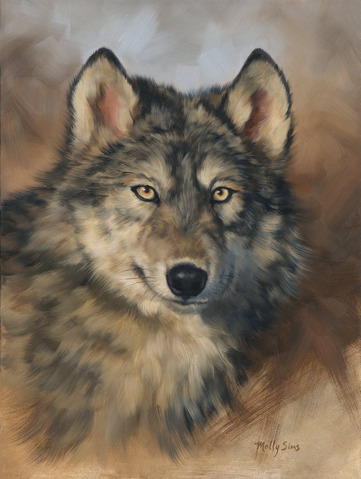 wolf - gray wolf - wolf painting - wolf art - realistic art - wolf print - animal art - beautiful wolf - alpha wolf - wildlife art