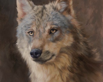 Wolf - wolf painting - wolf print - wolf art - gray wolf - timber wolf - animal art - wildlife painting