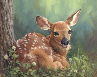 Fawn Painting - animal painting - Deer art - Fawn - Baby animal - giclee print - Animal art - Realistic art - Open edition print