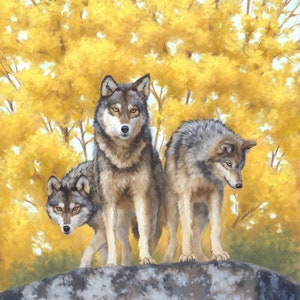 Wolf - wolf painting - wolf print - wolf art - gray wolf - timber wolf - wolf pack - animal art - wildlife painting