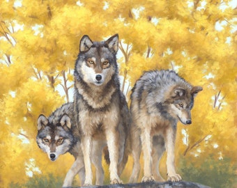 Wolf - wolf painting - wolf print - wolf art - gray wolf - timber wolf - wolf pack - animal art - wildlife painting