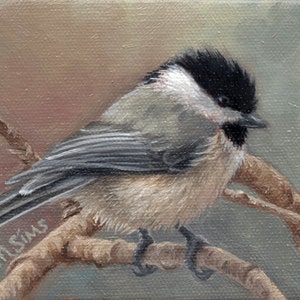 Black capped Chickadee - chickadee art - bird art - chickadee print - bird painting - bird print