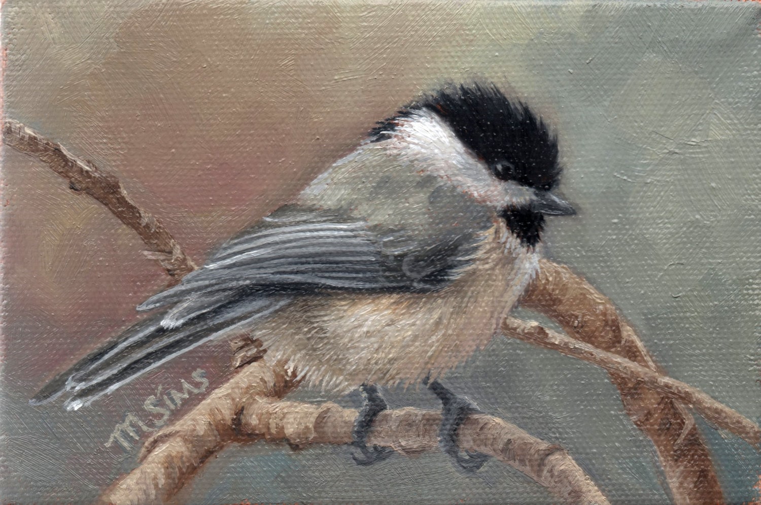Black capped Chickadee - chickadee art - bird art - chickadee print - bird painting - bird print