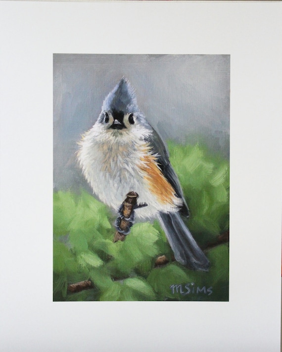 Songbird Art Tufted Titmouse Print Titmouse Art Tufted Titmouse Painting