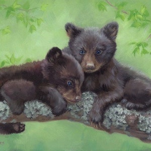 Bear Painting - cub bear painting - bear art - giclee print - black bear - wildlife art - Open edition print