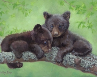 Bear Painting - cub bear painting - bear art - giclee print - black bear - wildlife art - Open edition print