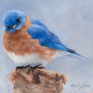 Bluebird Painting - bird painting - Bird art - Eastern bluebird - giclee print - songbird - Open edition print - bird print