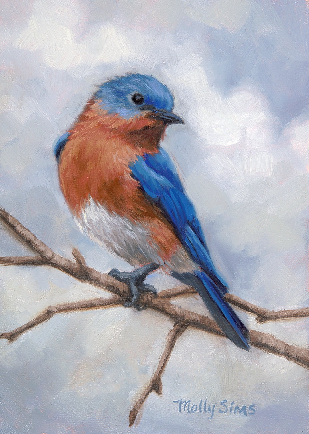Eastern Bluebird Bird Painting Open Edition Print Bluebird Bird