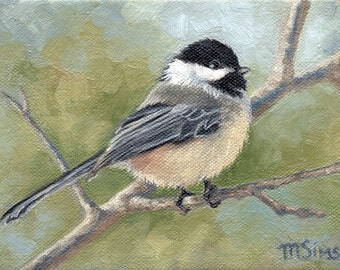 Chickadee - bird painting - wildlife painting - bird art - bird print - Open edition print - print sale