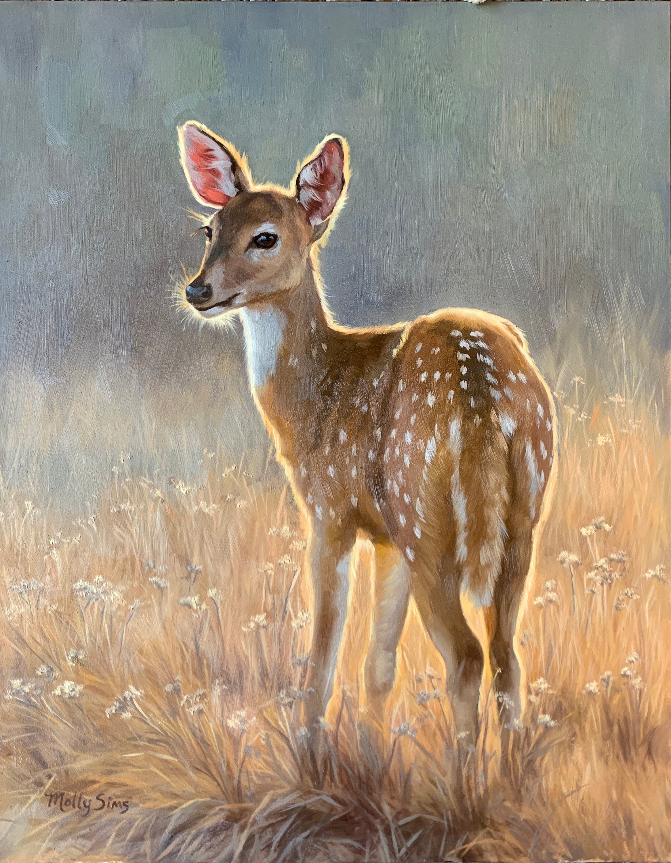 Fawn Painting Deer Painting Deer Art Wildlife Painting Baby Animal