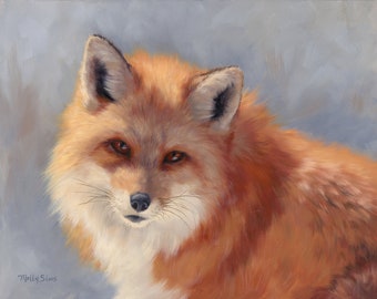 FOX - red fox - fox painting - fox print - realistic art - fox portrait - wildlife painting