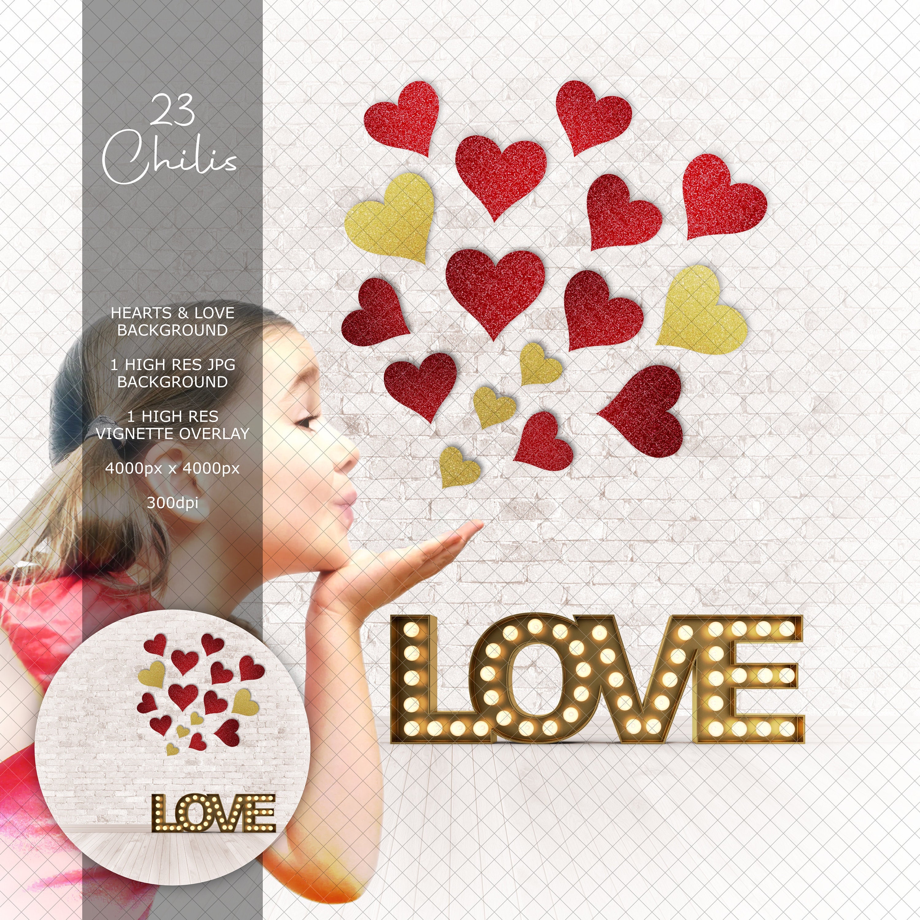 Love Hearts Studio Digital Background & Vignette Overlay - Etsy