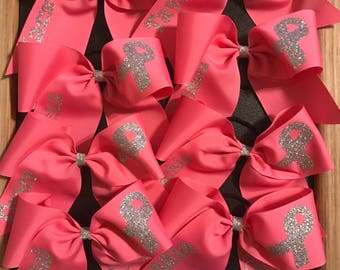Pink Out Cancer Awareness cheer Bow Personalized