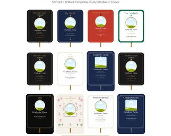 Editable Graduation Fan Templates, Canva Grad Party Fans, Class of 2026 Digital Download