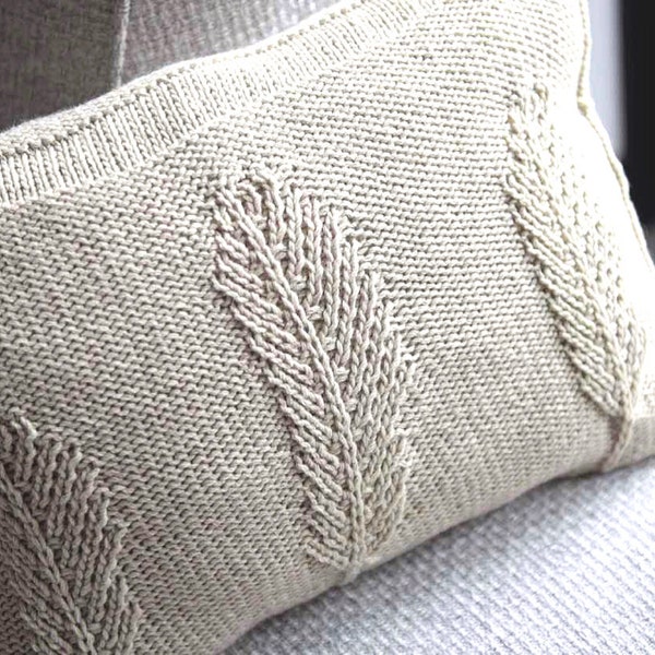 Knitting pattern feather pillow, cable knit cushion tutorial, home decoration