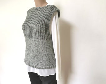 Knitting pattern vest beginner, women slipover easy pattern, sleeveless sweater ladies Tara