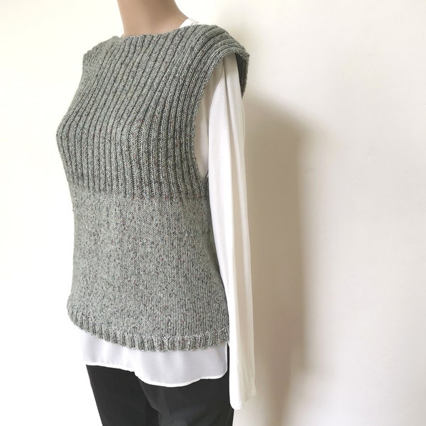 Strickanleitung Weste Anfänger, Frauen Pullunder einfaches Muster, ärmellose Pullover Damen Tara