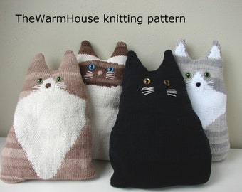 Knitting Pattern: Cat Pillow, Stuffed Animal Cushion (English and Dutch)