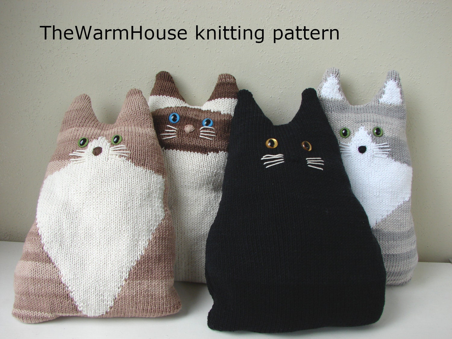 Knitting pattern cat pillow kitty cushion black cat tutorial | Etsy