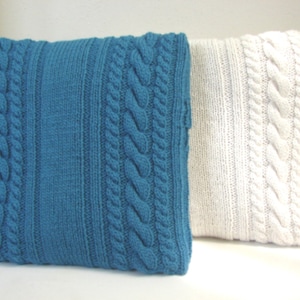 Knitting pattern cushion cover with cables | Irish pillow tutorial Aran cable knit for home decoration | square 16 inch pillow with buttons