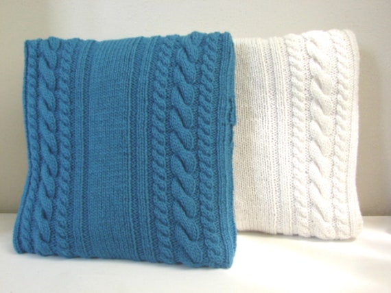 Knitting pattern cushion cover with Calico Collection Cable Knit Pillow