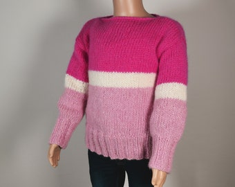 Breipatroon trui gemakkelijk, kinder pullover, meisjestrui Pink