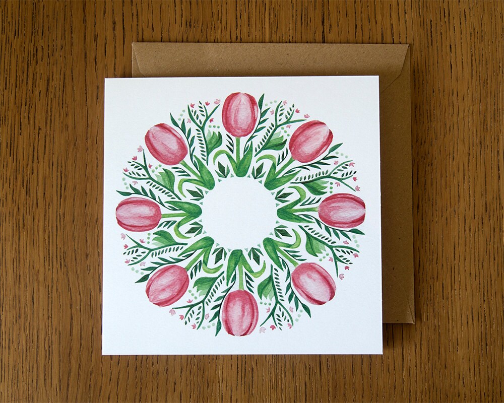 Mixed Flower Circles. Blank Greeting Cards. Pack of 3 1 of Etsy UK