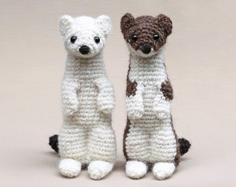 Häkelanleitung für Nims und Hermelin, realistisch gehäkeltes Wiesel amigurumi - Sofort download PDF Datei