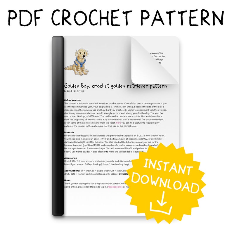 Crochet pattern for Golden Boy, realistic crochet golden retriever / labrador dog amigurumi - Instant download PDF File image 2