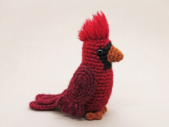 Crochet pattern for Rufus, realistic crochet Northern cardinal bird amigurumi - Instant download PDF File