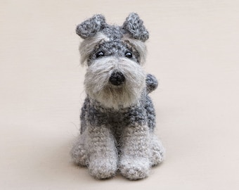 Crochet pattern for Schnoodge, realistic crochet Schnauzer dog amigurumi - Instant download PDF File